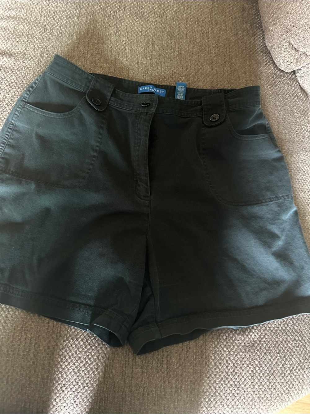 Karen Scott Black High-Waist Button-Accent Shorts